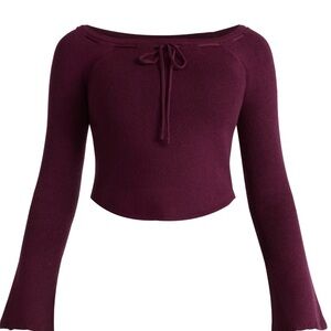 Madden NYC Women's Ribbon Top with Long Sleeves